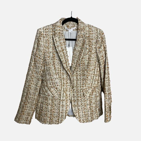 Veronica Beard Tweed Cutaway Dickey Blazer Ivory 6 - Picture 1 of 8